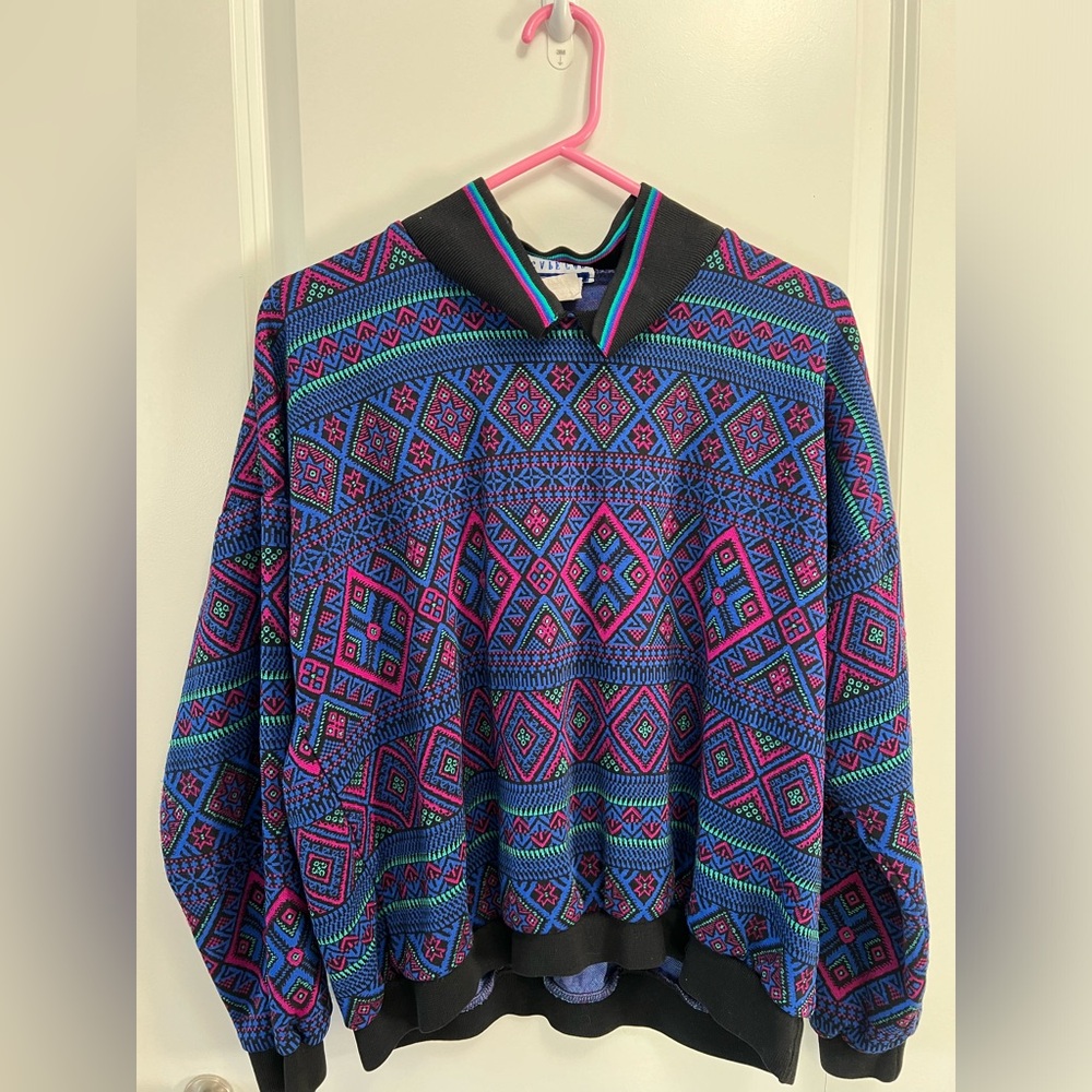 Women’s Vintage Cape Cod Argyle Diamond Sweater Neon XL